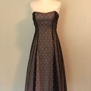 Mesh overlay formal dress sparkle sweetheart